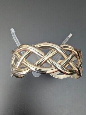 Brighton Silver Interlock 7" Braid Cuff Bracelet